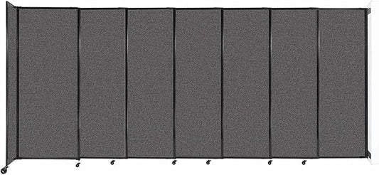 Wall-Mounted Sliding StraightWall Room Divider | Adjustable Widths | Locking Wheels | Room Separator | Up to 15'6" Wide x 6'10" Tall Charcoal Gray Fabric Panels