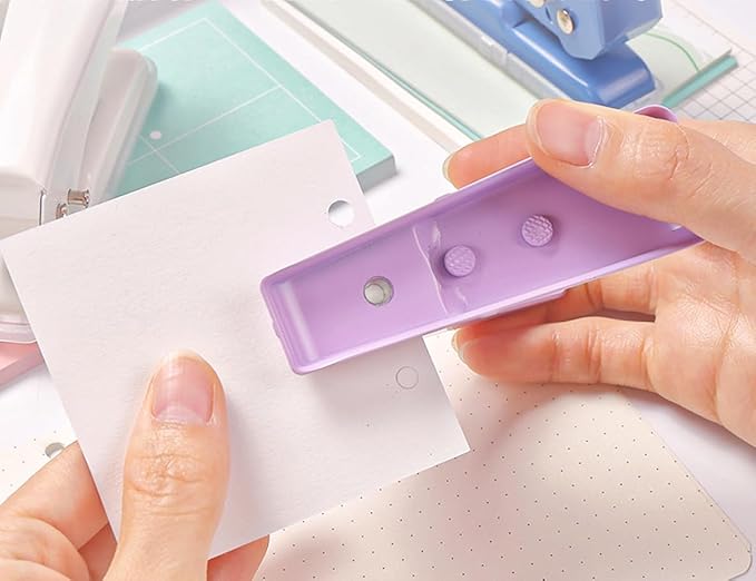 Single Hole Punch, 40 Sheets Punch Capacity Hole Puncher Heavy Duty Hole Puncher Single Small Hole Punch One Hole Puncher for Crafts Paper Cards Tags Scrapbook-1/4 inch Hole, Purple