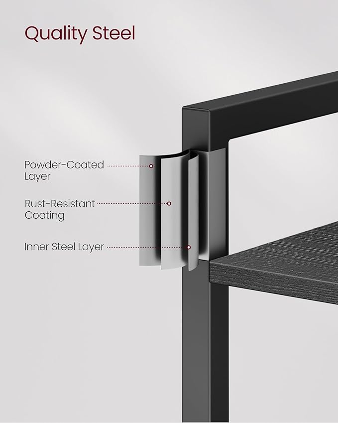 VASAGLE 6-Tier Bookshelf, Bookcase with Steel Frame, Book Shelf for Living Room, Home Office, Study, 11.8 x 15.7 x 73.2 Inches, Industrial Style, Ebony Black and Ink Black ULLS101B56