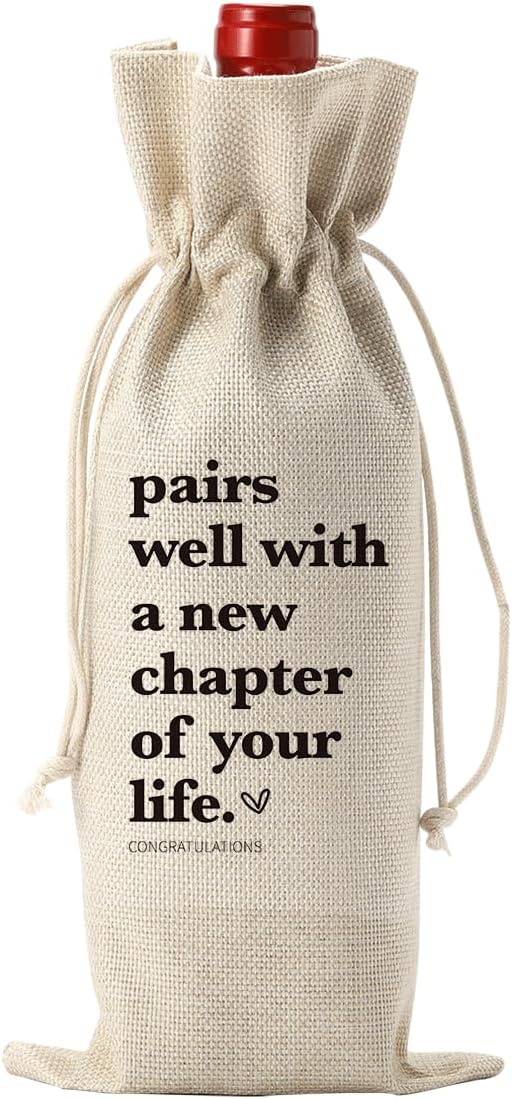1 Pcs Funny New Chapter Wine Bag New Beginnings Gifts for Women Men Farewell Gifts for Friends Going Away Gifts for Coworkers Women Men Moving Away Gifts for Friends New Teacher Gifts