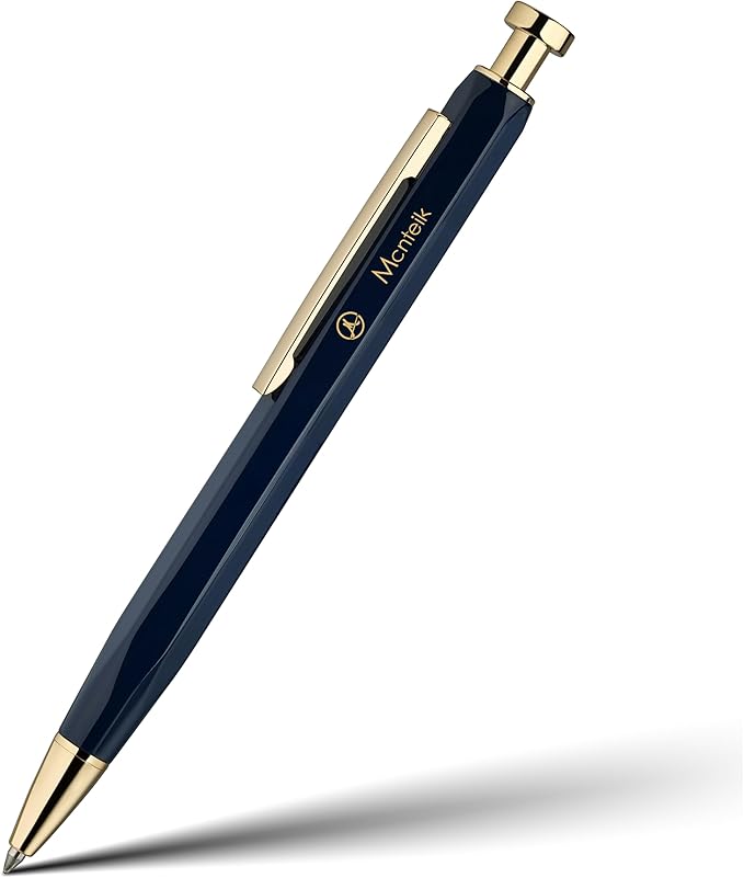 Blue Gel Pen-Stunning Click Pen with 24K Gold Finish, Hexagonal Design, ADMOK Black Refill, Best Gift Set for Men & Women, Professional Executive Office, Nice Fancy Retractable Pens
