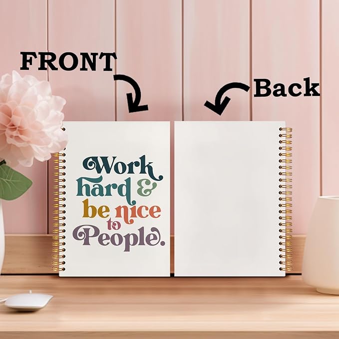 SNNDER Work Hard and Be Nice To People Motivational Journal Notebook, Inspirational Affirmation Journal for Women, Encouragement Kindness Gifts Hardcover Spiral Notebooks 5.5x8.3 Inch
