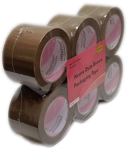 iMBAPrice 3-Inches Brown/Tan Color Shipping Packaging Tape 6 Roll of 110 Yard (6 x 330 Feet) Long 3" Packing Tape for Sealing Boxes, Packaging Parcels, Moving and Storage