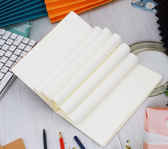 12 Pack A5 Kraft Notebooks, 60 Blank Pages Travel Journal Bulk, Soft Cover Notebooks for Women Girls Students, Making Plans Writing Memos Office School Supplies, 8.3 X 5.5 in