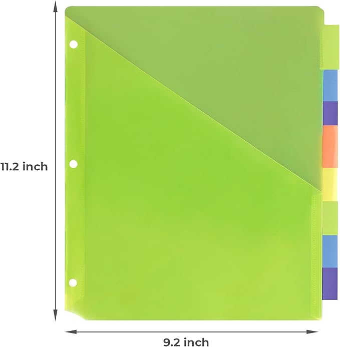 Darice 8-Tab Plastic Dividers 24 Pcs - Binder Dividers with Front Pockets and Tabs - Multicolored Plastic Divider for 3 Ring Binder - File Organization – Ideal for Office, Back to School Supplies