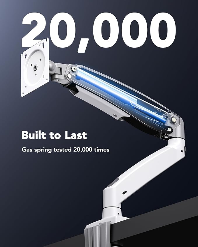 HUANUO Single Monitor Arm for 40 inch Screens, Ultrawide Computer Monitor Mount Holds 26.48 lbs, Upgraded Adjustable Stand with USB, C-Clamp & Grommet Base, VESA 75x75 or 100x100mm