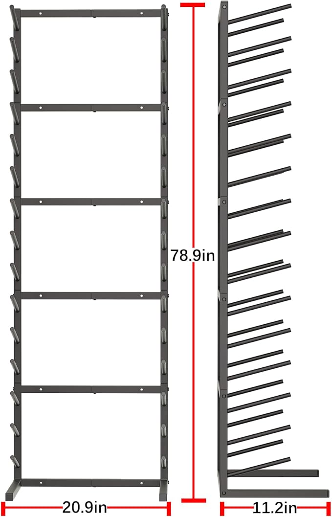 GIOTORENT Wall Mount Blueprint Storage Rack,15-Tier Heavy Duty Blueprint Holder for Construction Plan, Posters,Vinyl Rolls, Art Prints, Max 30lb/Arm, Easy Mount for Home, Office(Matte Black)