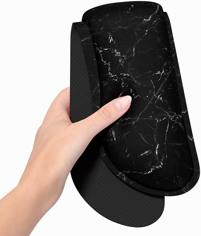 Dapesuom Enlarge Keyboard Wrist Rest, Memory Foam Wrist Cushion for Desk Mats Support, Cute Marble Pain Relief Keyboard Mouse Pad Rests Set with Non-Slip Base for Gaming Laptop Office Computer, Black
