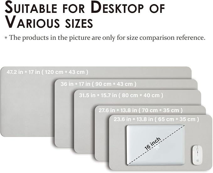 HOMIEAZICOZI Leather Desk Mat - Non-Slip PU Pad for Office and Home Organization Accessories Ideal Large Mouse Mats on Top of Desks (Silver,31.5''x 15.7'') (DPD-Sil-M)