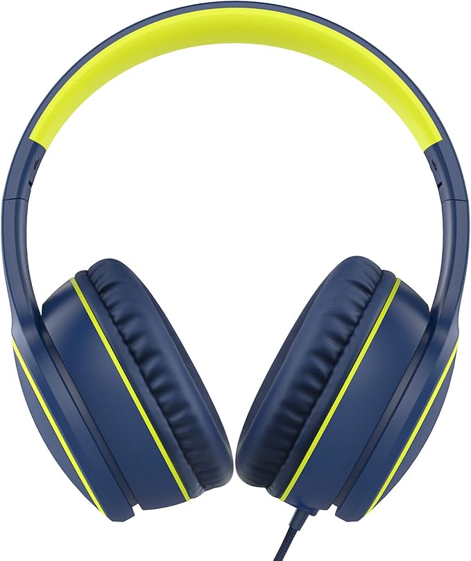 RORSOU R10 Over-Ear Headphones with Microphone, Lightweight Folding Stereo Bass Headset with 1.5M No-Tangle Cord, Portable Wired Headphones for Smartphone Tablet Computer MP3 / 4 (Blue)