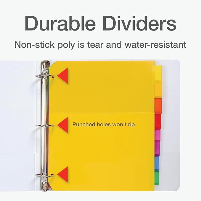 Oxford Heavy-Duty 8-Tab Plastic Binder Dividers with Pockets for Three Ring Binders - Essential Back to School Supplies and Organization Solution (3 Sets)