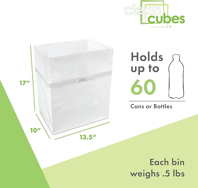 | 13 Gallon Disposable Trash Cans (3-Pack) with Fitted Trash Bags - Reusable Garbage and Recycling Bins for Parties, Events, and More (White - 17" Height x 13.5" Width x 10" Depth)