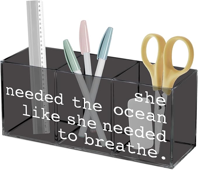 Ocean Themed Gifts Pen Pencil Holder for Desk, Ocean Beach Gifts for Women Makeup Brush Holder, Gifts for Beach Lovers Acrylic Pen Pencil Holder Organizer for Home Office Desk Accessories