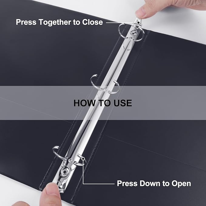 3 Ring Binder 1/2 Inch, ViVin Sturdy 0.5"-Round Ring Binder with 2 Interior Pockets, Clear View Cover, PVC-Free, Fits 100 Sheets of 8.5'' x 11'' Paper, Office Home School (12 Pack, Black)