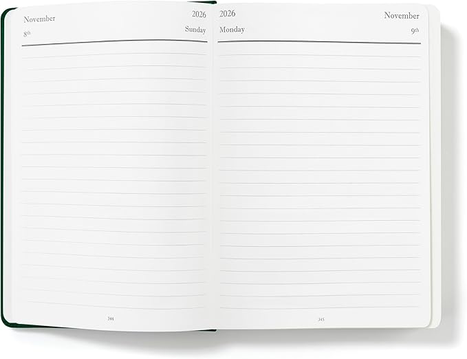 Wykeham's Executive 2026 Daily Journal Planner – US Public Holidays & Format – Customization Available (Personalized Racing Green, 8.5”×5.5”)