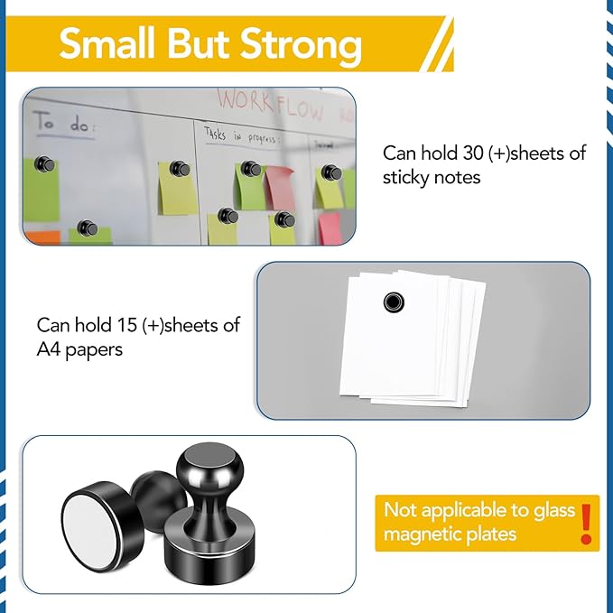 LOVIMAG Fridge Magnets 18Pcs Refrigerator Whiteboard Small Strong Magnet Classroom Kitchen Accessories Decorative Locker Set Decor Must Haves Office Calendar Refrigerador Magnetic Cute Crafts Black