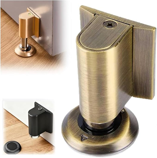 2026 New Door Wedge Stopper, Magnetic Doors Stoppers for Bottom of Door, No Drill Invisible Doorstops for Inside Door, Heavy Duty Magnetic Doors Catch Holder to Keep Doors Open (Gold)