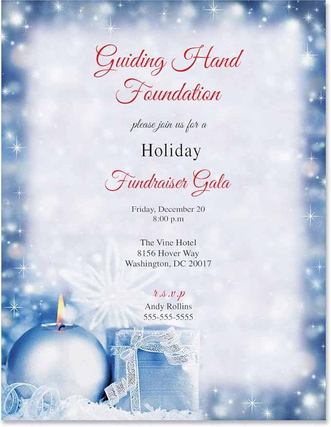 PaperDirect Snowy Candlelit Christmas Papers, Holiday Stationery with Blue Sparkling Border, Candle, Gift and Snowflakes, 8.5 x 11, Acid-Free, Ideal for Letters, Flyers, Cards, 25 Sheets