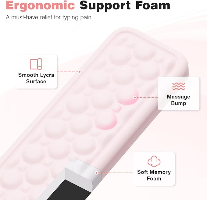 Ospelelf Ergonomic Mouse Pad and Keyboard Wrist Rest, Typing Wrist Pad with Support, Desk Mousepad Set for Office, Pink