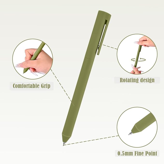 BAYTORY 8Pcs Colored Gel Pens, 0.5mm Fine Point Multicolored Ink Pen, Colorful Pens Smooth Writing for Note Taking and Marking Supplies (Green)