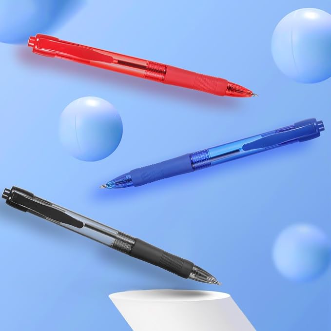 deegtran Pens Bulk, 50 Pack No Bleed Black & Blue Ink Click Pens with Soft Grip, Wholesale Retractable Ballpoint Pens for Office School, Medium Point Smooth 1.0MM