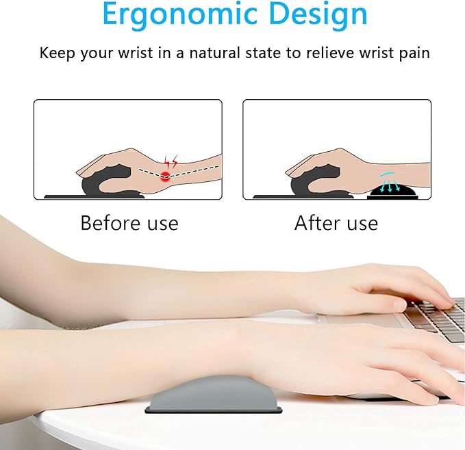 Dapesuom Mouse Wrist Rest, Ergonomic Memory Foam Mouse Wrist for Computer Desk Mats Support, PU Leather Hand Rest Pad Cushion for Gaming, Laptop, Men, Women, Pain Relief & Easy Typing, Space Gray