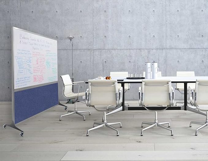 DivideWrite Mobile Whiteboard | Double Sided Dry Erase Board | Portable Office Cubicle Partition | Display for Classrooms, Conference Rooms, Meeting Areas and More | Warm Pebble 5' Wide x 6' Tall