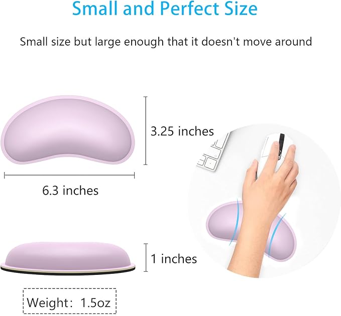 Dapesuom Mouse Wrist Rest, Ergonomic Memory Foam Mouse Wrist Support, Leather Hand Rest Pad Cushion for Gaming, Office, Laptop, Wireless Mouse, Men, Women, Pain Relief & Easy Typing, Queen Pink