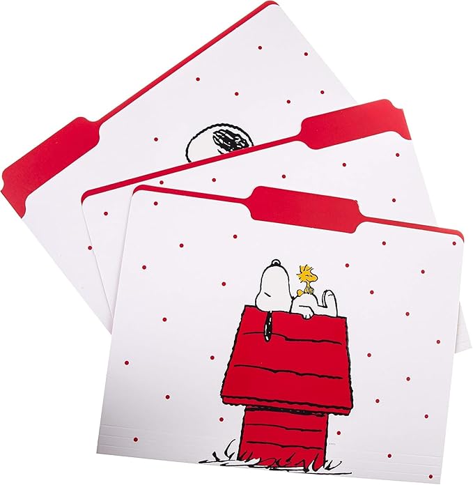 Graphique "Snoopy" File Folder Set – File Set Includes 9 Folders and 3 Unique Go-Getter Designs, Embellished w/Gold Foil on Durable Triple-Scored Coated Cardstock