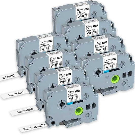 Replacement for Brother Label Maker Tape, P-Touch Label Tape, Tz 231 Tape 12mm 0.47 Laminated Black on White, Compatible with Brother PT-D210 H110 D220 D400 D410 D600, 8-Pack