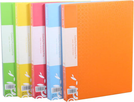 Acocony Punchless Binder with Clamp Letter Size Punchless Clamp Binder 8.5 x 11 Report Covers Plastic Dazzling Multicolor Pack of 5