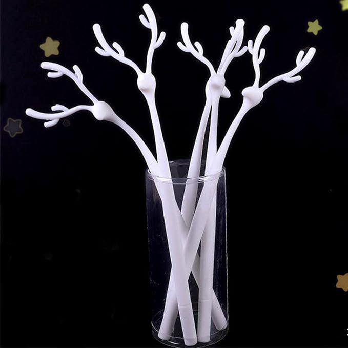 8 Pack Forest Deer Gel Pens, Christmas Pen Cute Animal Silicone Pen with 4 Colors & Soft Grip (Blue Ink), Aesthetic Kawaii Stationery for Journaling, School Supplies