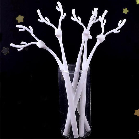 8 Pack Forest Deer Gel Pens, Christmas Pen Cute Animal Silicone Pen with 4 Colors & Soft Grip (Blue Ink), Aesthetic Kawaii Stationery for Journaling, School Supplies