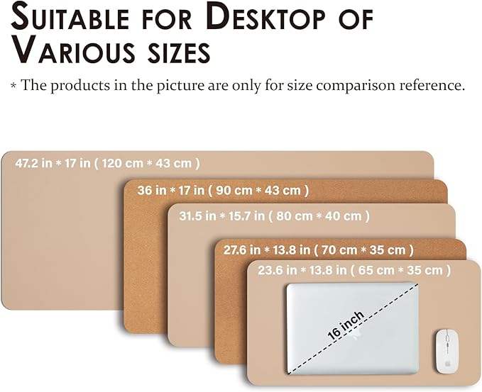 Cork Desk Mat - Small Dual-Sided Desk Pad for Office and Home - Desk Organization and Accessories - Ideal for Large Mouse Pad and Small Desk Mats on Top of Desks(Apricot,23.6"x 13.8")