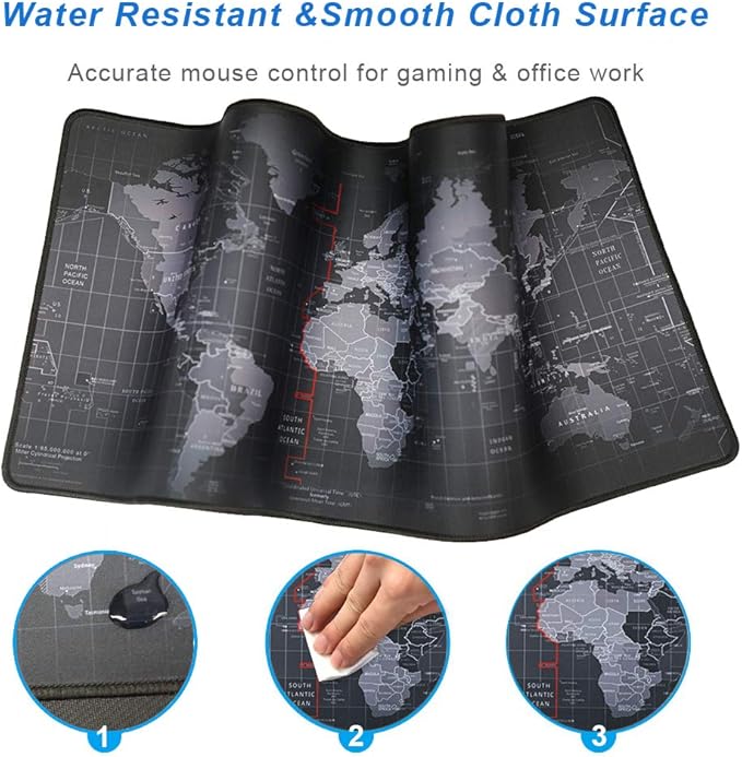 Large Gaming Mouse Pad/Mat with Smooth Surface and Stitched Edges Non-Slip Rubber Base Extended Game Mouse Mat|27.5" x 11.8" x 0.1" (Map(70 * 30 * 0.3cm))