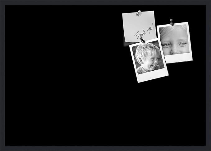 PinPix 40x28 Inch Cork Bulletin Board. This Decorative Framed Pin Board Comes with Solid Black Design and a Satin Black Frame. Ideal for Home Office Decor or Message Board (PinPix-622)