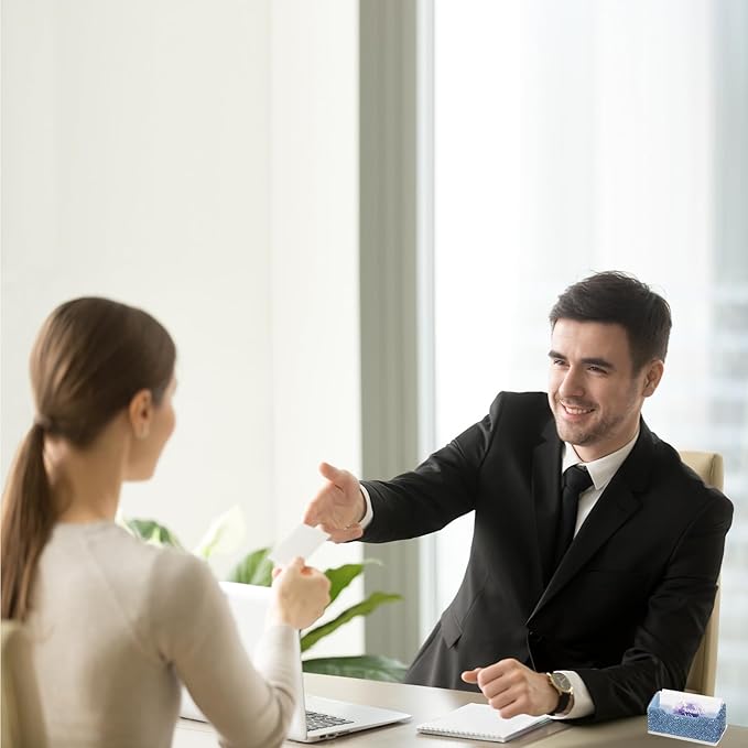 PATIKIL Rhinestone Business Card Holder, Crystal Business Card Holders Bling Business Card Organizer Display Stand for Desktop Desk Office Exhibition, Blue