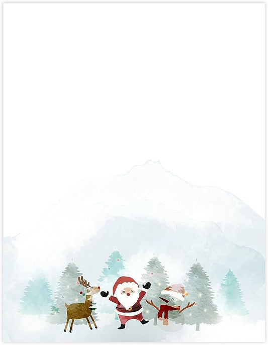 easykart labels Christmas Stationery Paper Letterhead Sheets 60 Pack Holiday Xmas Theme Design For Writing Letters Computer Office Notes & Printing Supplies Size 8.5" X 11"