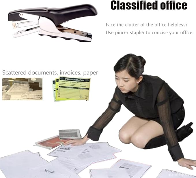 Stapler with 1000 Staples-Plier Stapler Save 60% Power,Good for Stapling at Home School or Warehouse (Black2P)