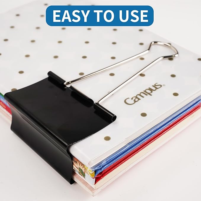 Jumbo Binder Clips 3 Inch - Extra Large Binder Clips 6 Pack, Heavy Duty Office Binder Clips for Paper, Documents, School & Office Supplies (6, 3 inch)