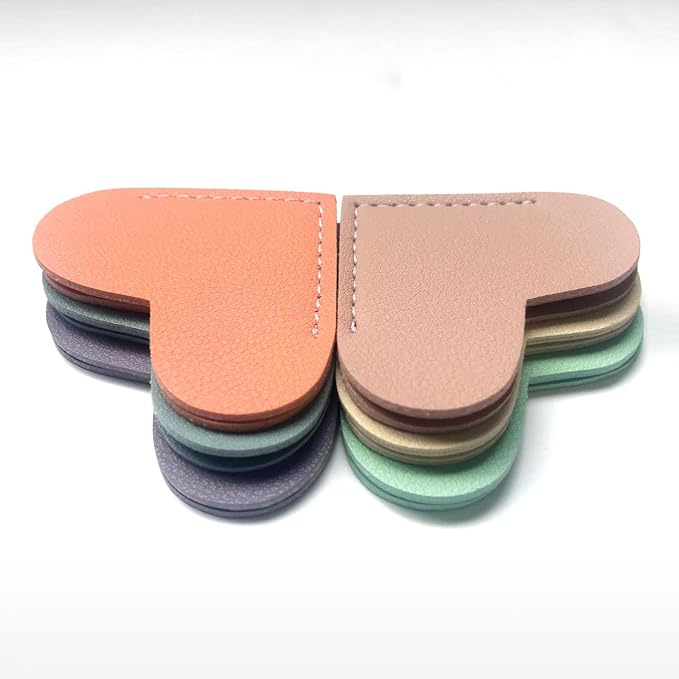 Leather Heart Bookmarks - Winjeto 6 Pieces Cute Corner Page Book Marks for Teachers Students Book Reading Lovers, for School Office Home Supplies (Love（6pcs）)