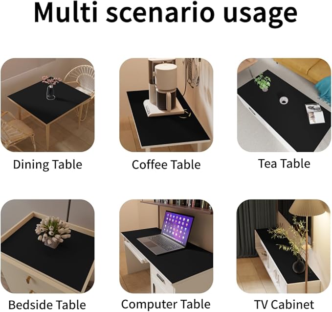 Dresser Cover - 16x96 Inch Waterproof Easy to Clean Can Conceal Flaws Protector The Table Top from Scratches Used for Coffee Table Dresser(Black+Black 16x96)