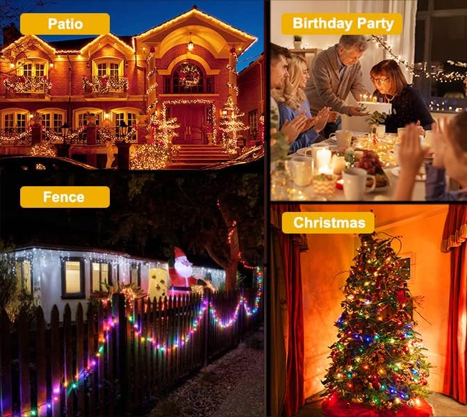 Haili 1000 Led Christmas Lights, Plug in 8 Lighting Modes Waterproof, Outdoor Christmas Lights for Tree Yard Party Indoor Outside Decorations (393FT, Color Changing)