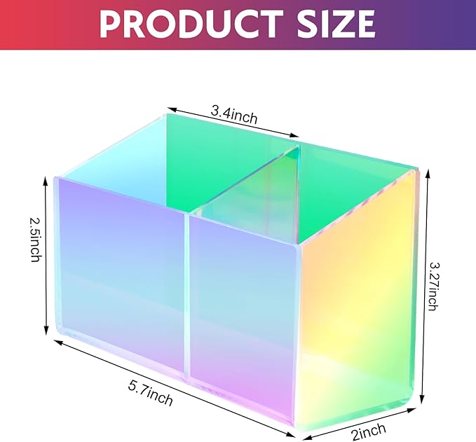 Magnetic Dry Erase Marker Holder for Whiteboard，Acrylic Magnetic Pen Holder for Fridge, 2 Compartments Whiteboard for Office, Home, Locker(Clear)-Colorful