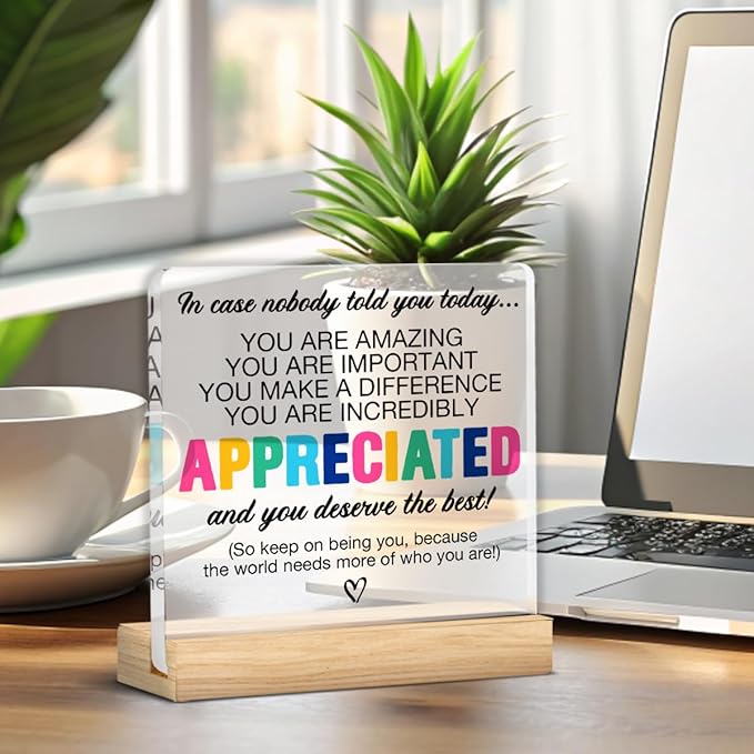 Thank You Appreciation Gifts for Colleague Coworker Boss Teacher, Inspirational Gifts for Women Men, Affirmation Gifts You Are Incredibly Appreciated Acrylic Desk Sign Decor