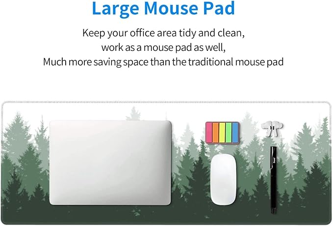 Green Tree Forest Gaming Mouse Pad Non Slip XL Large Mousepad Stitched Edge Rubber Base Desk Mat for Laptop PC Computer