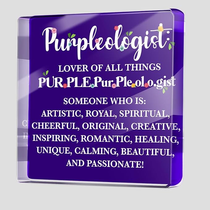 Purple Lover Gifts for Women Bestie Friends, Positive Affirmation Desk Acrylic Sign, Motivational Work Desk Sign Office Cubicle Desktop Decorative Signs