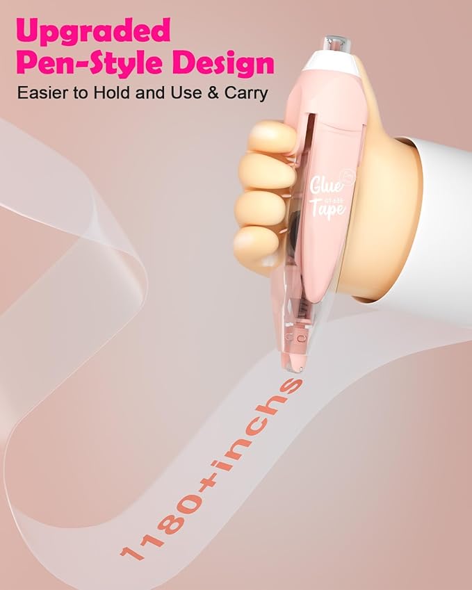 Retractable Glue Tape for Scrapbooking, 4 Pcs Double Sided Tape Roller for Crafts with 4 Extra Refills,16FT Scrapbook Tape Runner, Tape for Gift Wrapping Art Junk Journal School Office Supplies