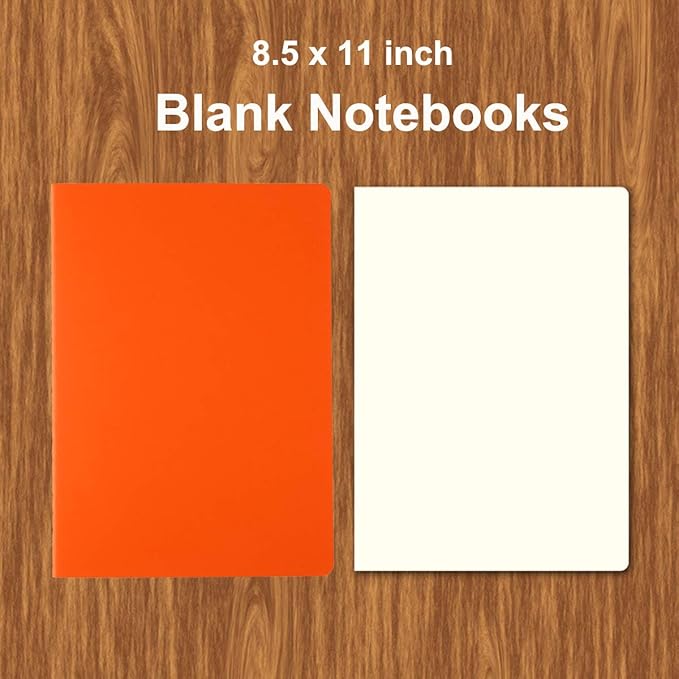 Large Colorful Blank Notebook Journals Bulk with Thick Unlined Paper, 8.5x11 inch, 60 Pages, Journal Set for Travelers Students Office, Sketchbook Composition Diary Subject Notebooks, 12 Pack