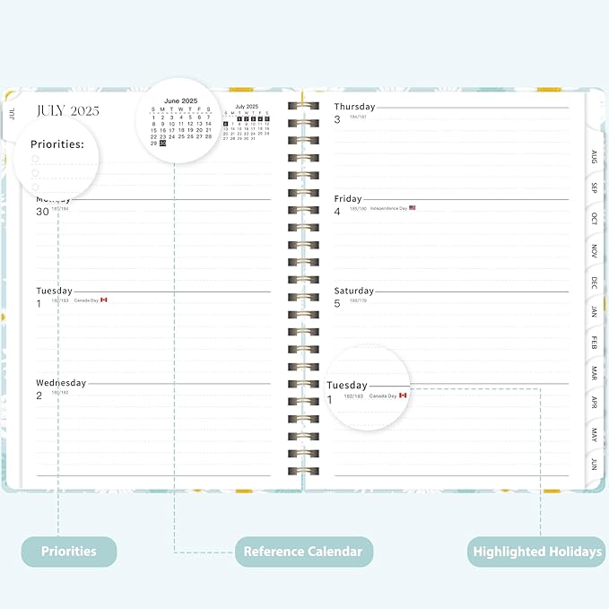 Planner 2025-2026, Weekly and Monthly Calendar Academic Planner (July 2025 - June 2026), Hardcover Teacher School Student Agenda with Tabs, Ideal for School Office Supplies, A5 (6.3" x 8.5")